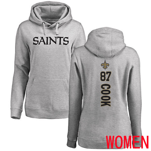 New Orleans Saints Ash Women Jared Cook Backer NFL Football 87 Pullover Hoodie Sweatshirts